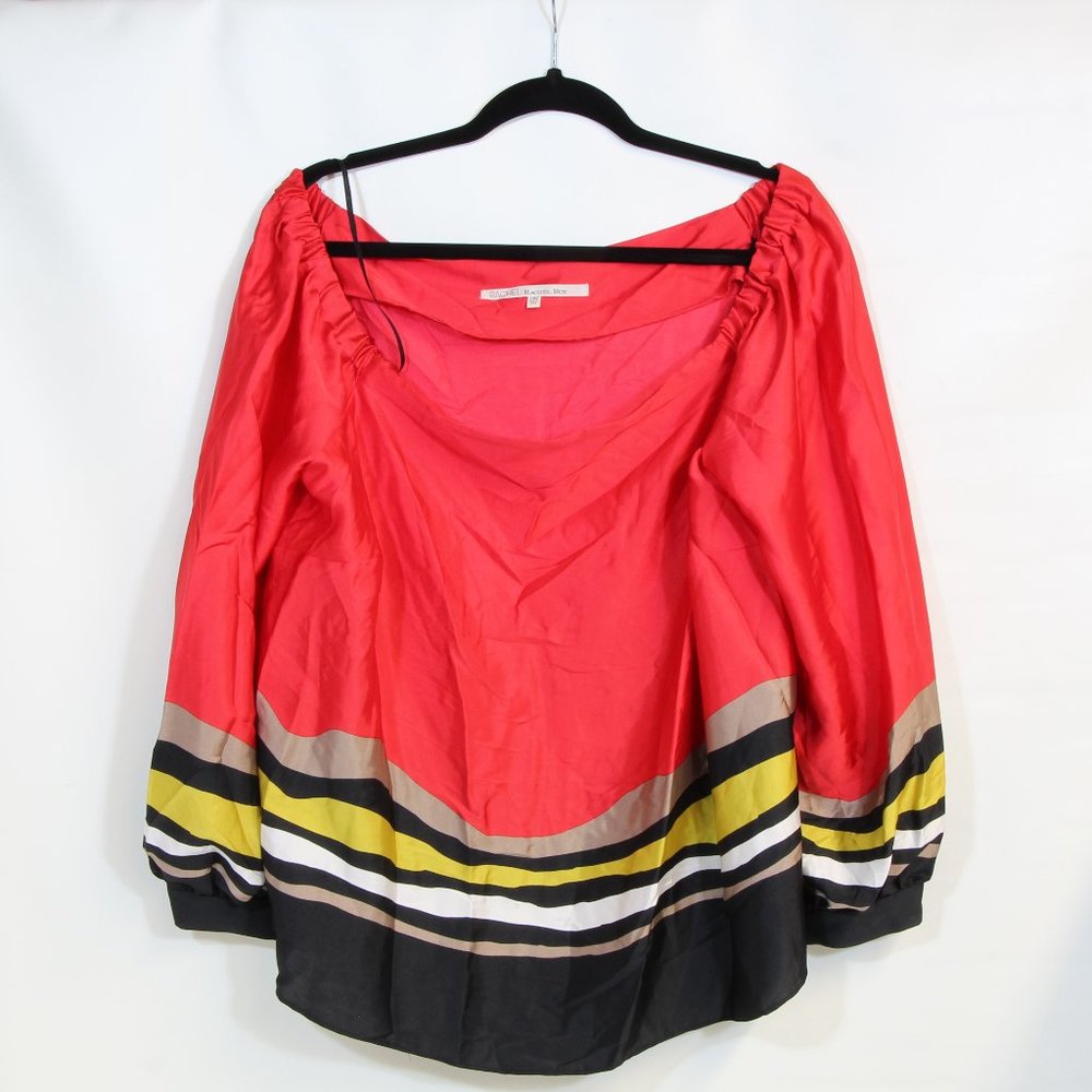 RACHEL Rachel Roy Women's Red Striped Pullover Blouse Size 14W